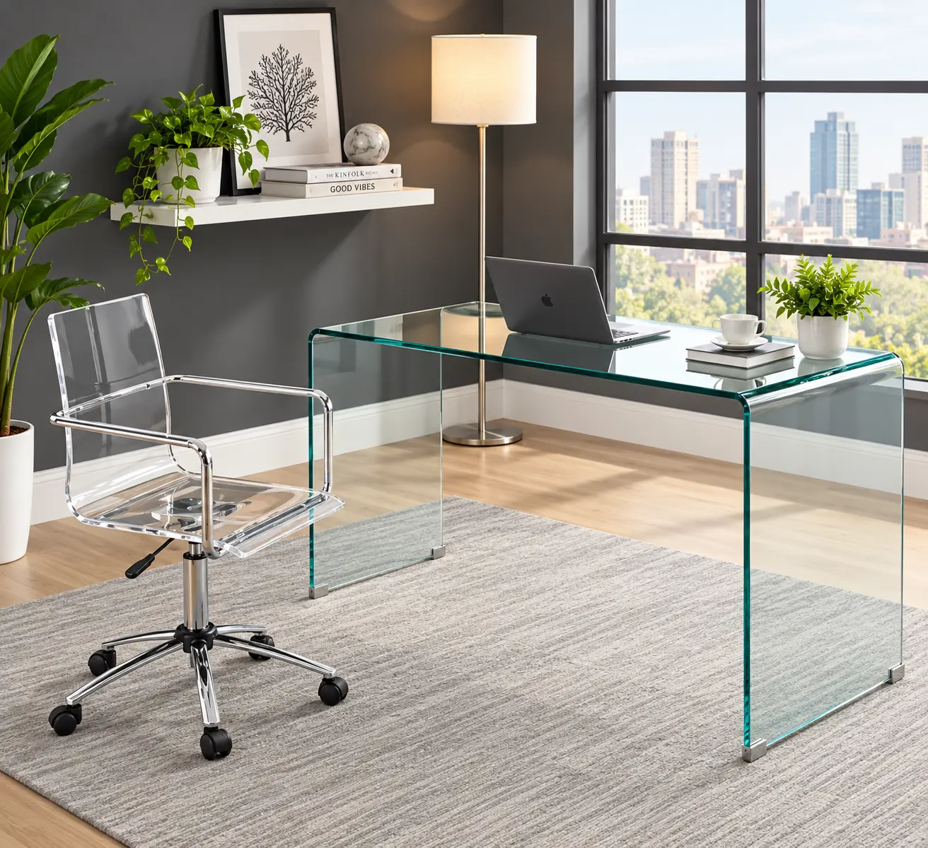 Glass Waterfall Desk