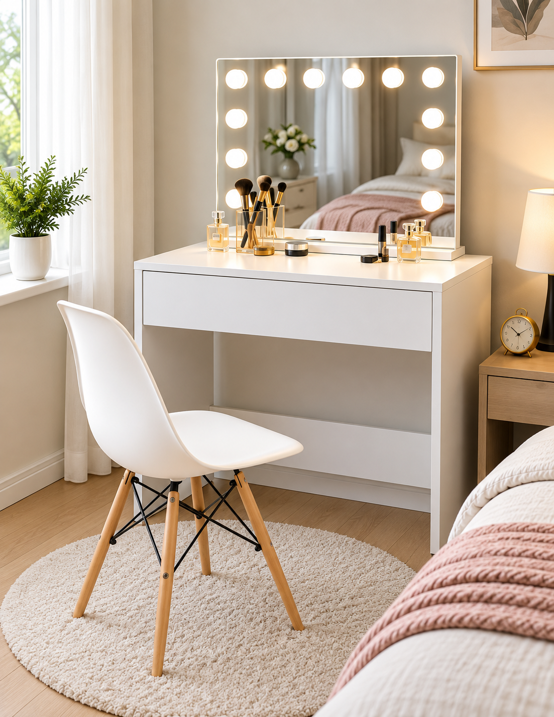 Hollywood Vanity Desk & LED Mirror