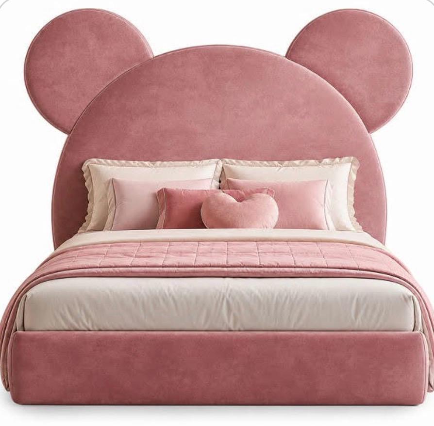 Teddy Ear Kids Bed — Blush Pink