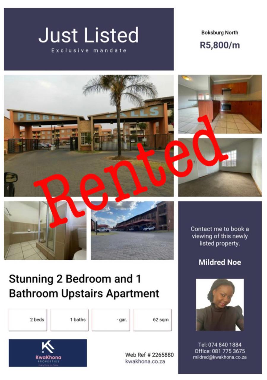 Upstairs 2-Bedroom Apartment in Boksburg North, Boksburg — rented by Mildred Noe
