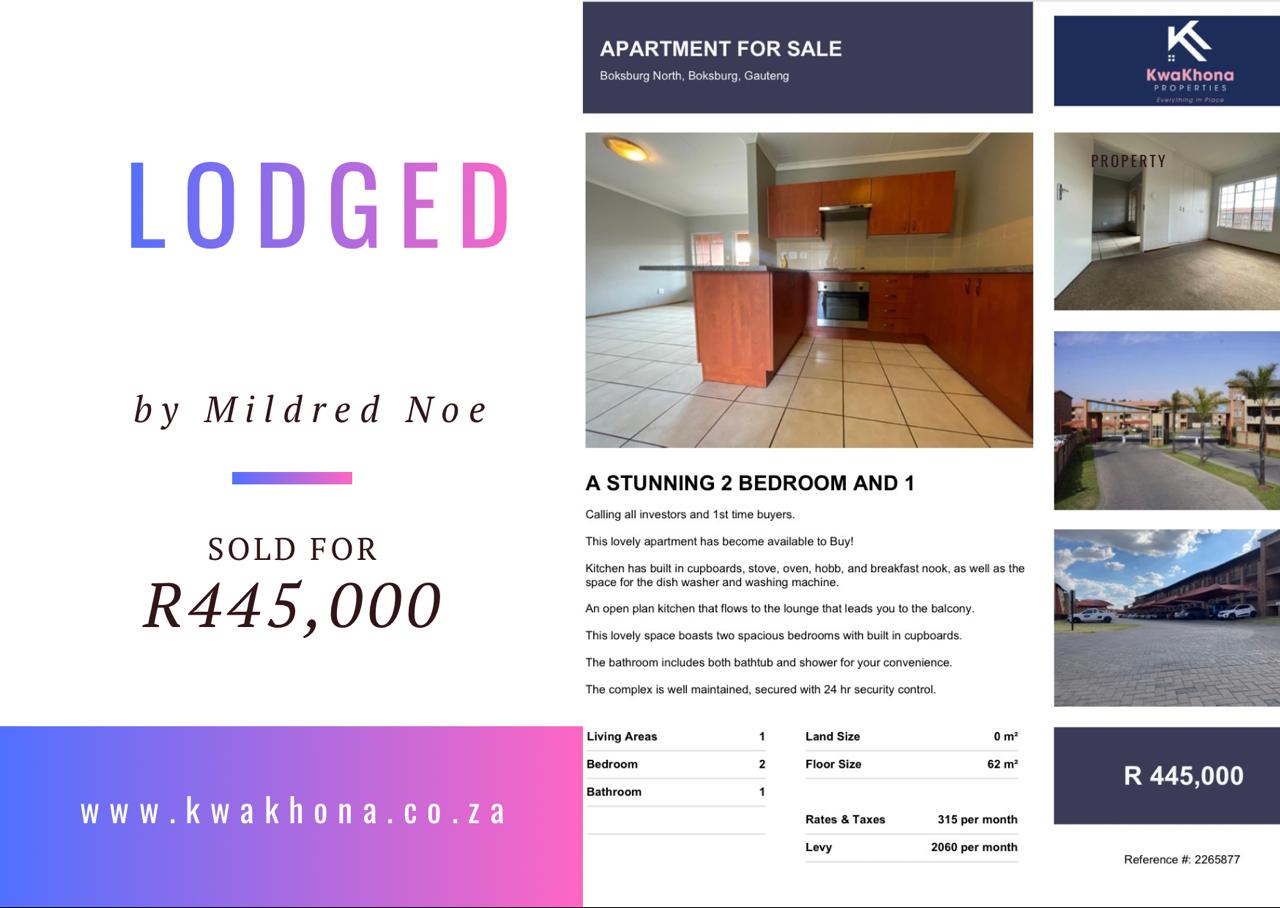 Stunning 2-Bedroom Apartment in Boksburg North, Boksburg — sold by Mildred Noe