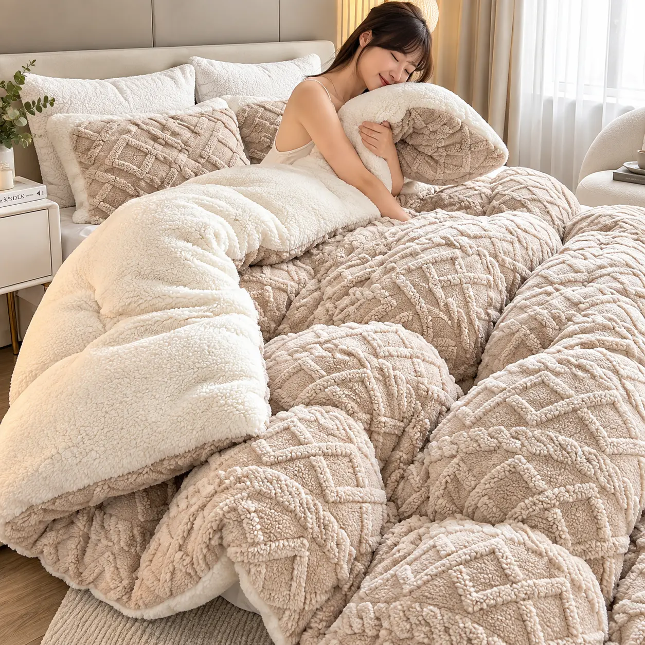Geometric Sherpa Fleece Comforter — 5-Piece Set
