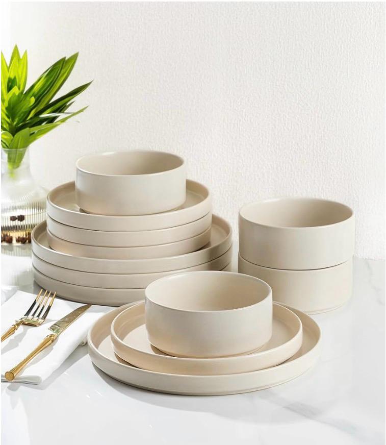 Matte Cream Stoneware Dinnerware Set