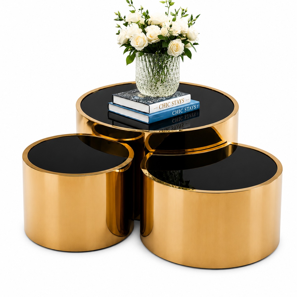 Luna Gold & Black Glass Nesting Set