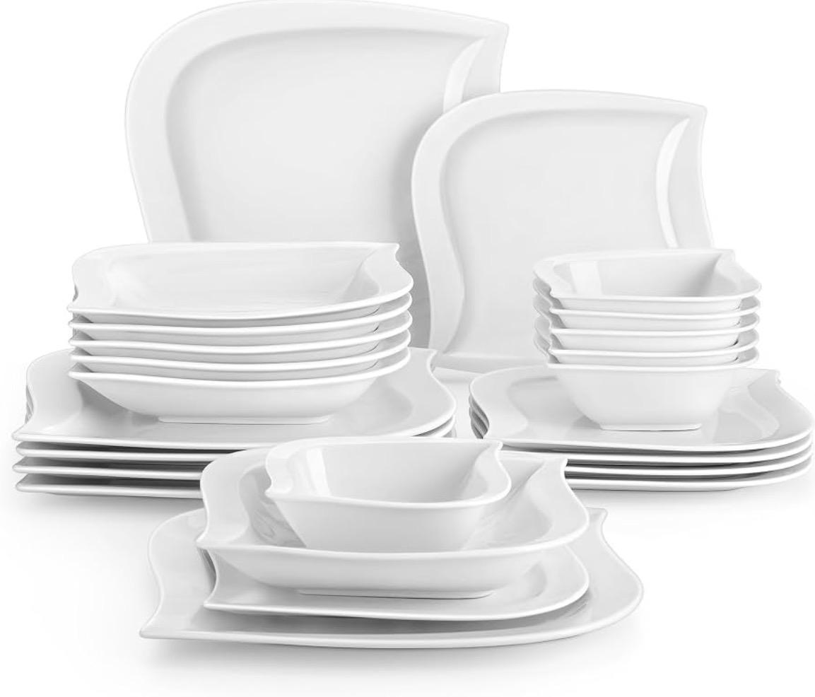 White Wave Porcelain Dinnerware Set
