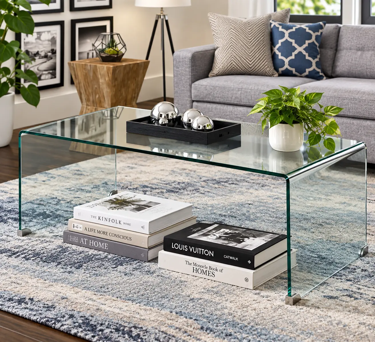 Glass Waterfall Coffee Table