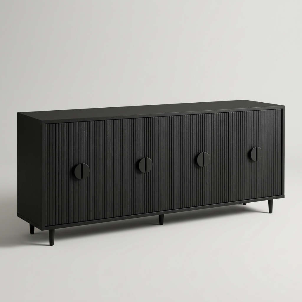 Black Fluted Four-Door Sideboard