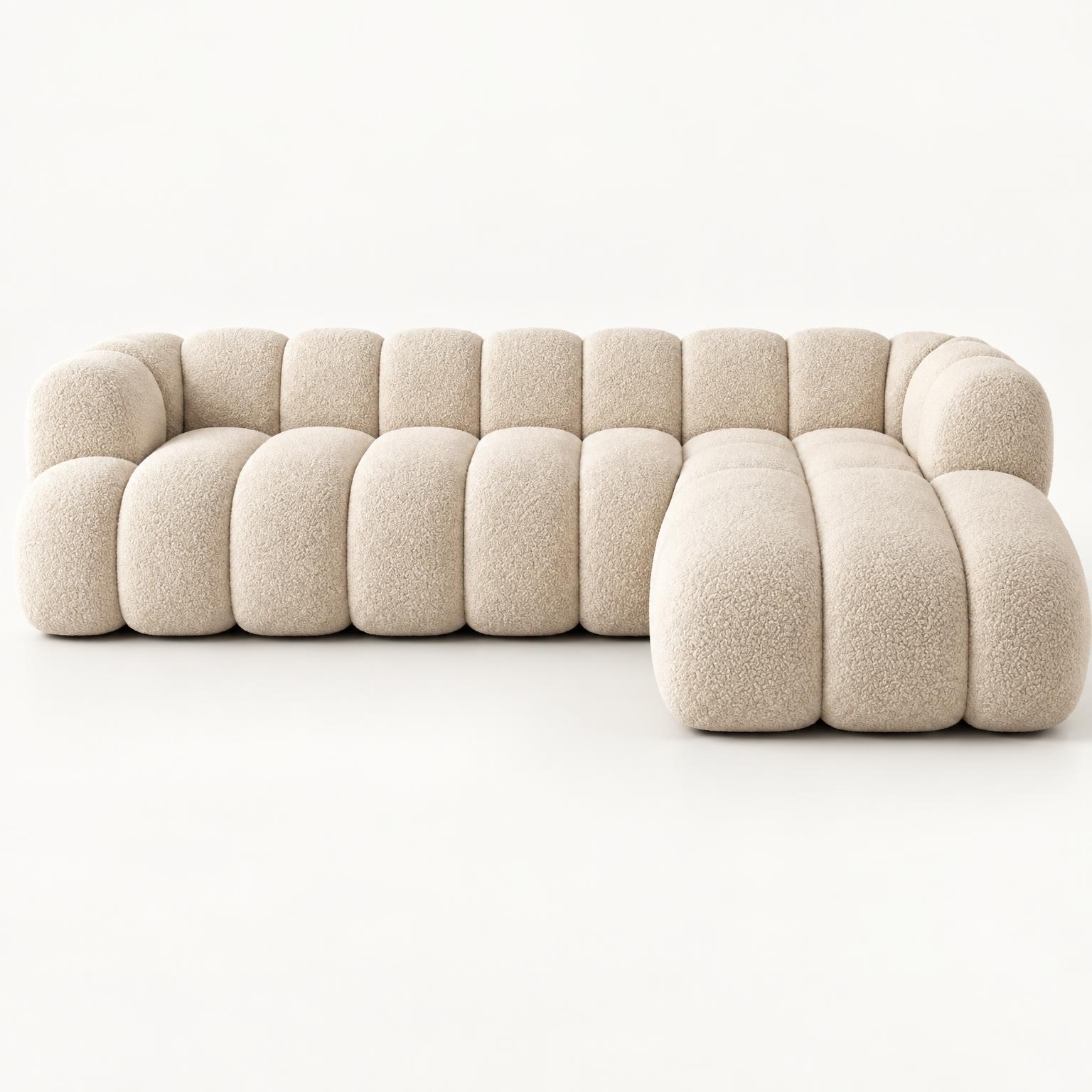 Bubble Channel Chaise Sofa — Ivory