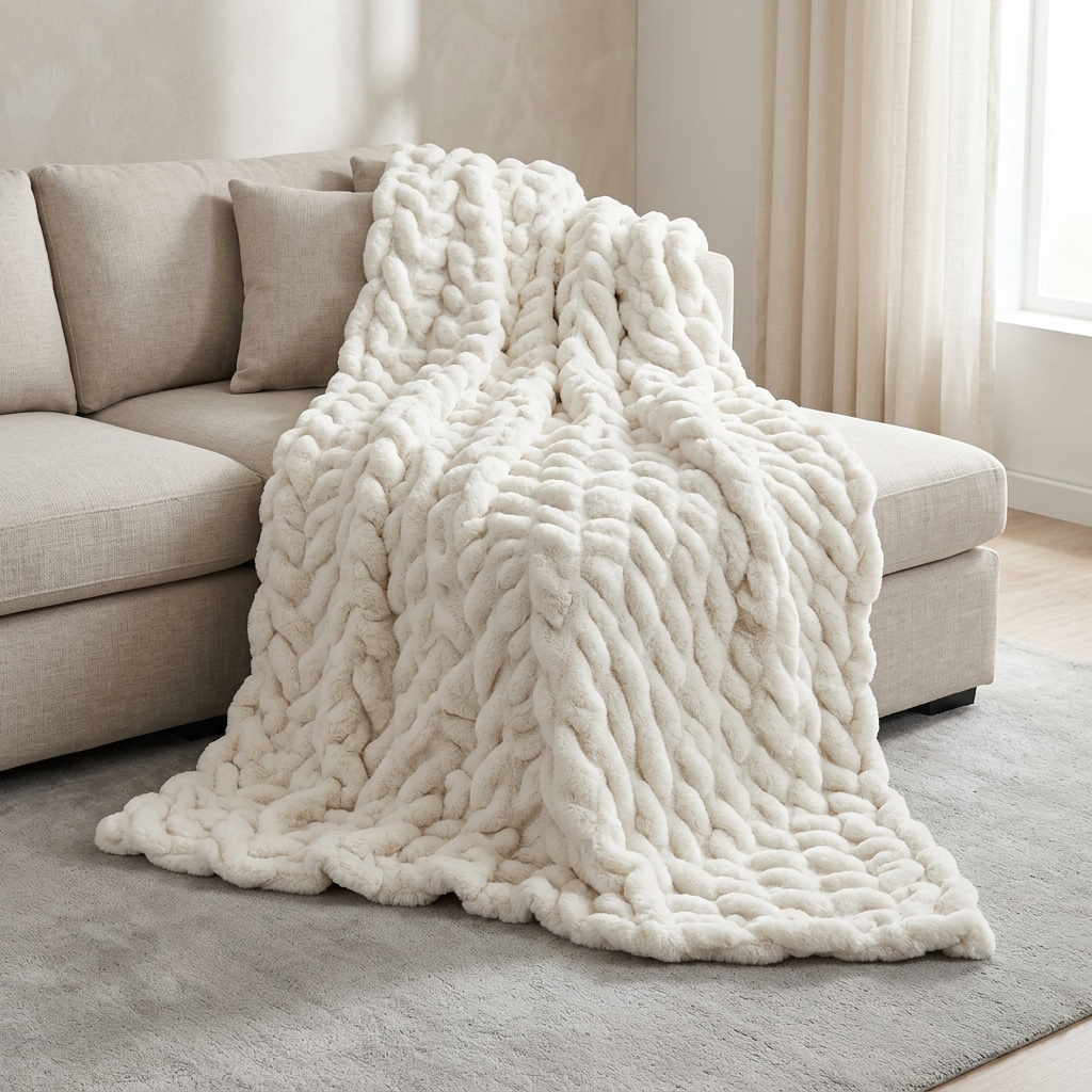 Chunky Rabbit Sherpa Fleece Throw