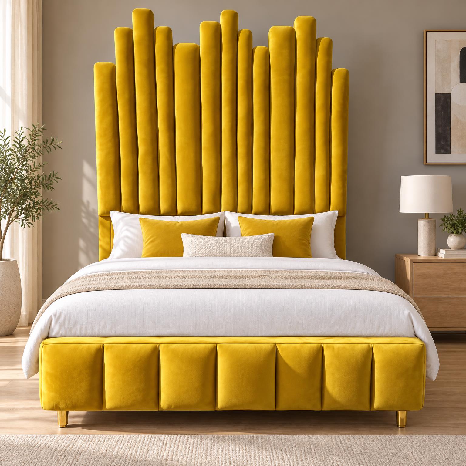 Fan Channel Headboard Bed