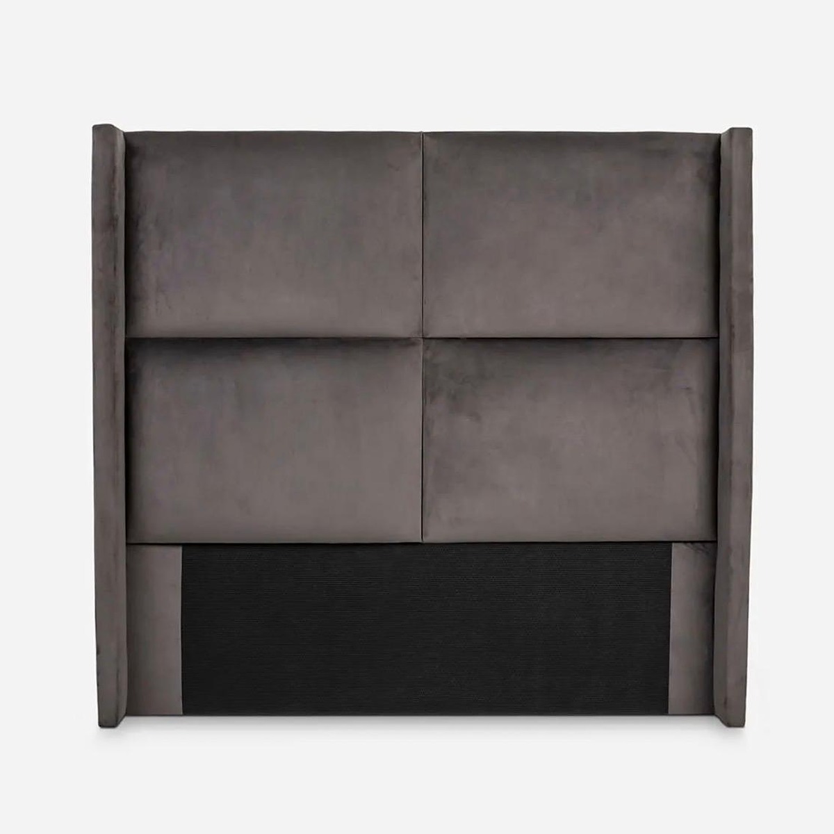 Four-Panel Wingback Headboard — Grey
