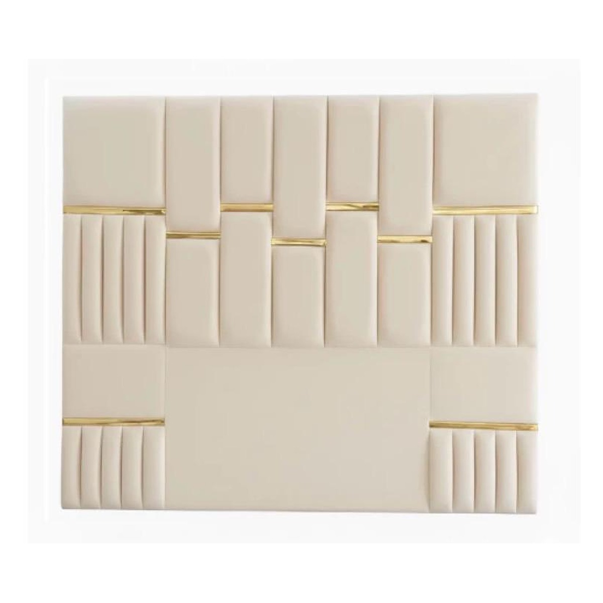Gold Inlay Block Headboard — Cream