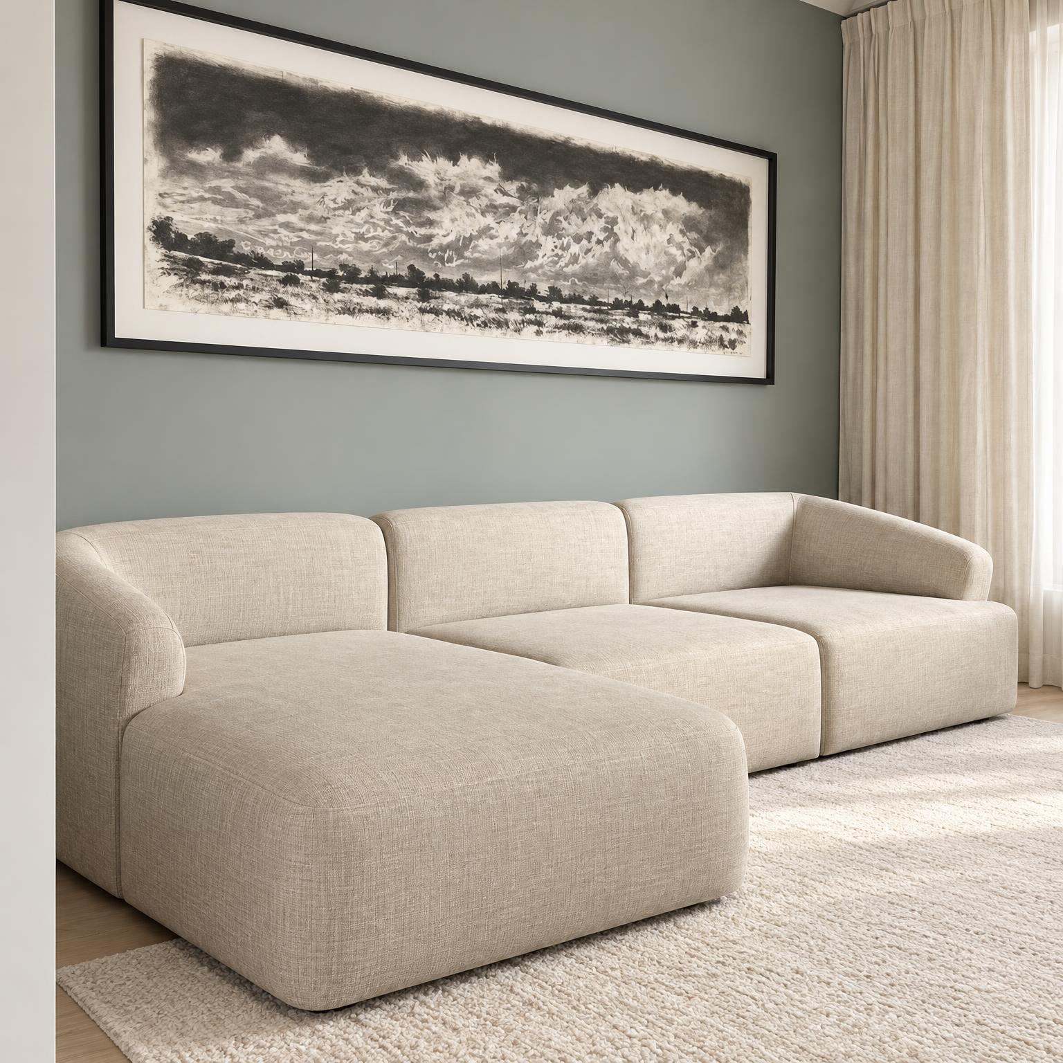 Low Modular Lounge Sofa with Chaise
