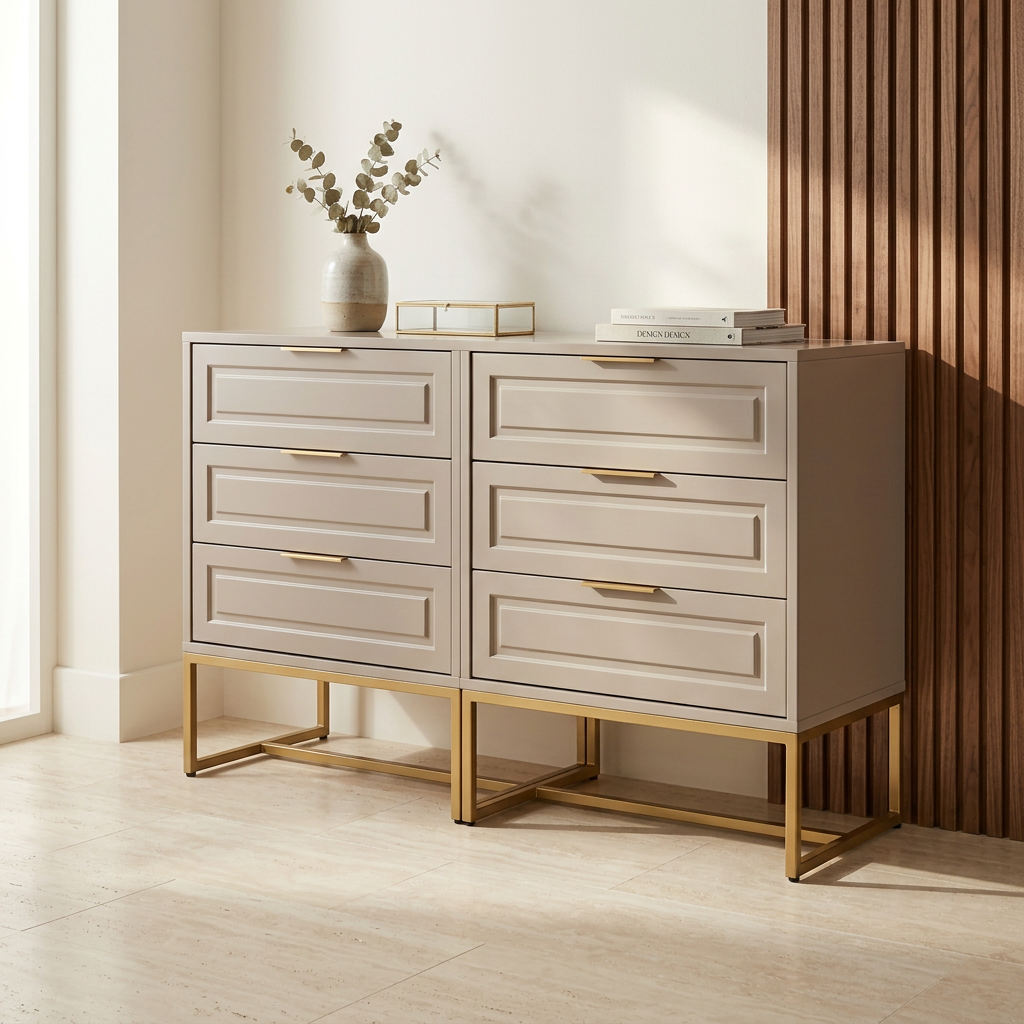 Taupe Six-Drawer Chest