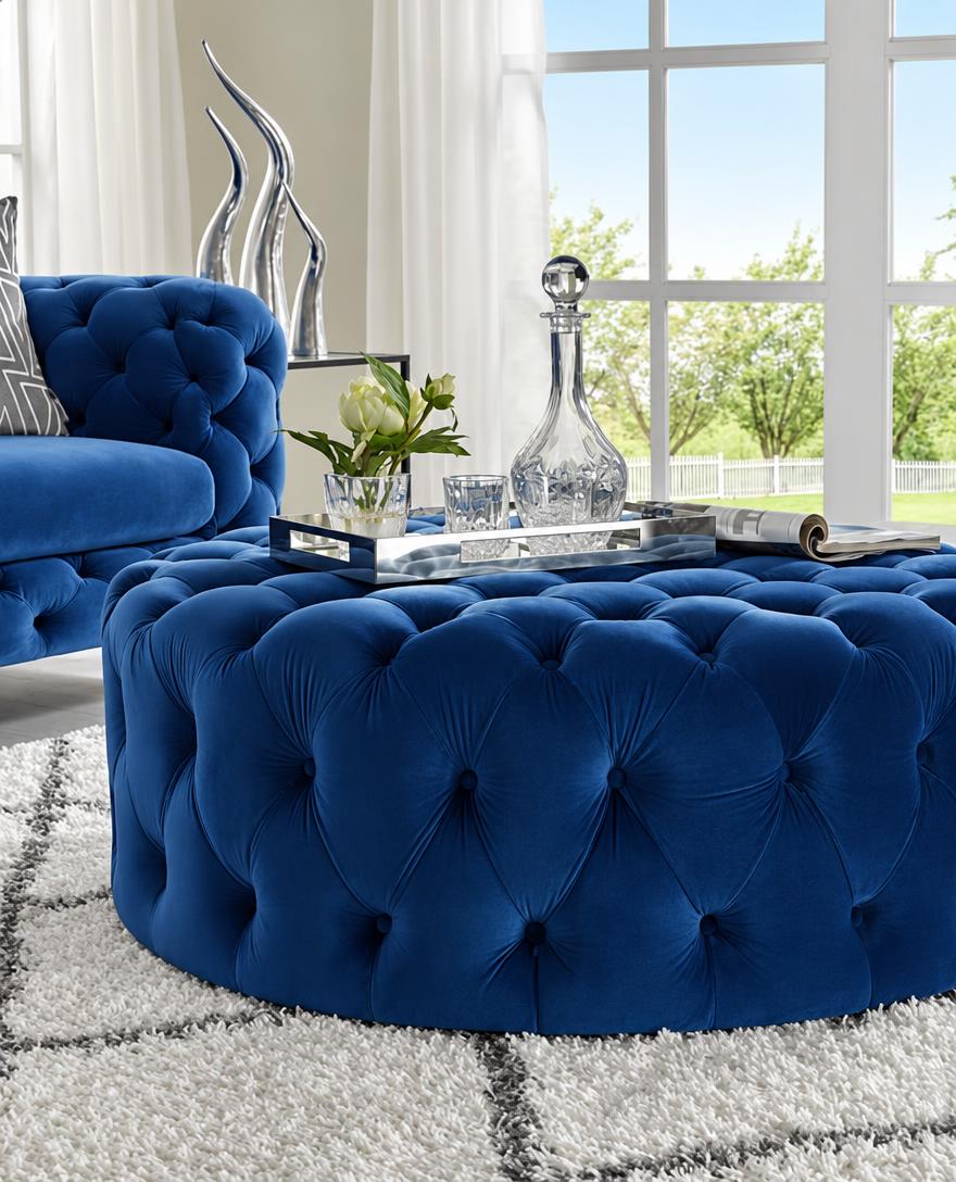 Chesterfield Tufted Velvet Ottoman
