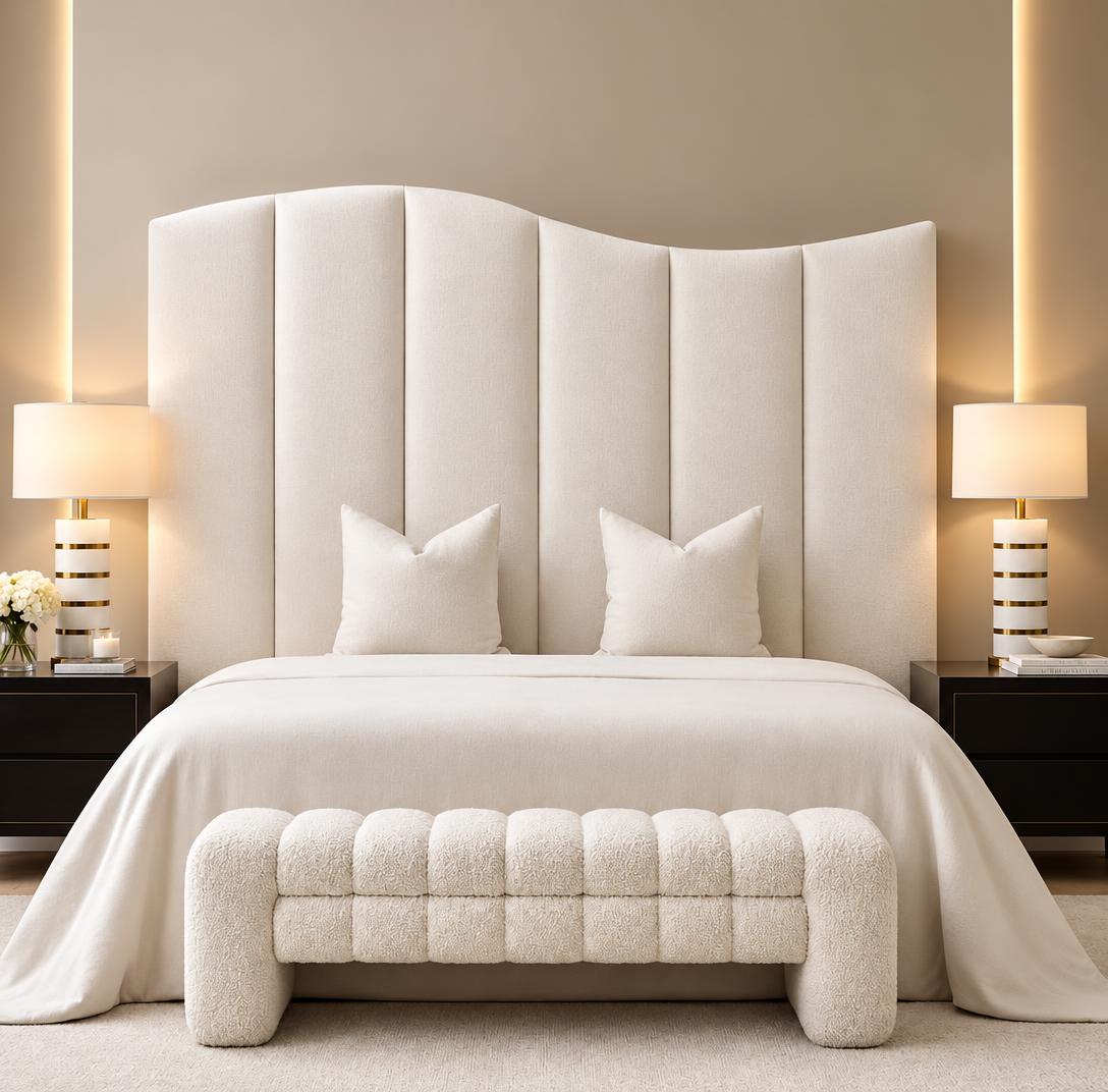Wave Channel Headboard — Ivory