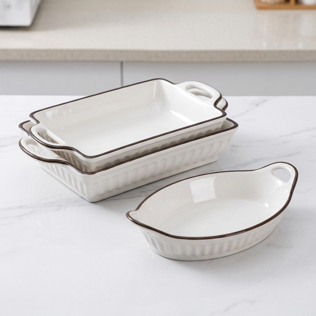 White Ceramic Baking Dish Set