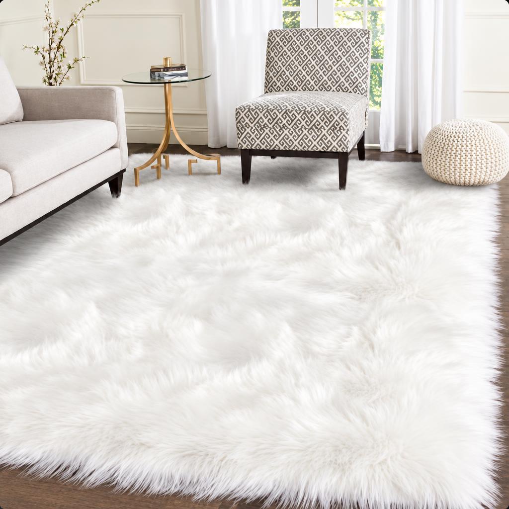 White Faux Fur Shaggy Rug