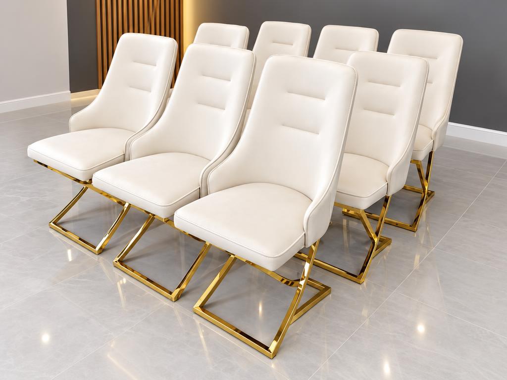 Z-Frame Dining Chair — Cream & Gold